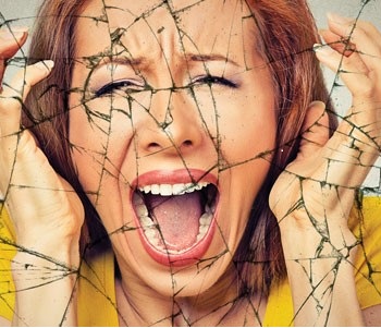 Fractured picture of a person screaming